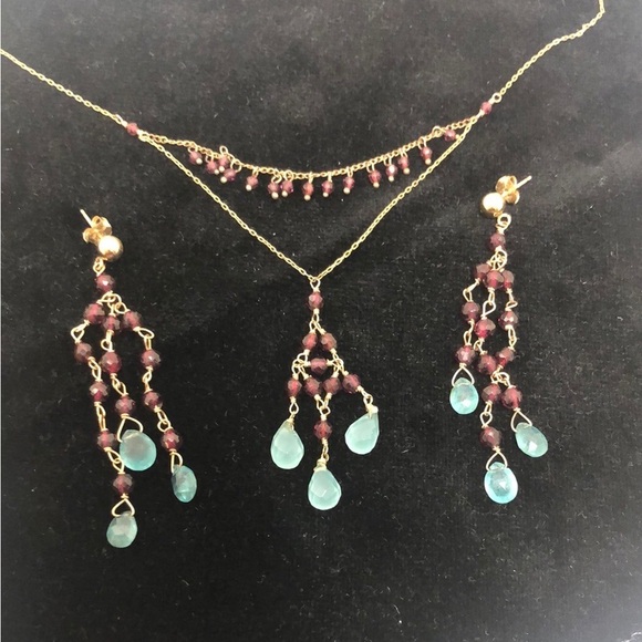 Semi precious stones hand made Wendy Mink necklace & earrings - Picture 7 of 15